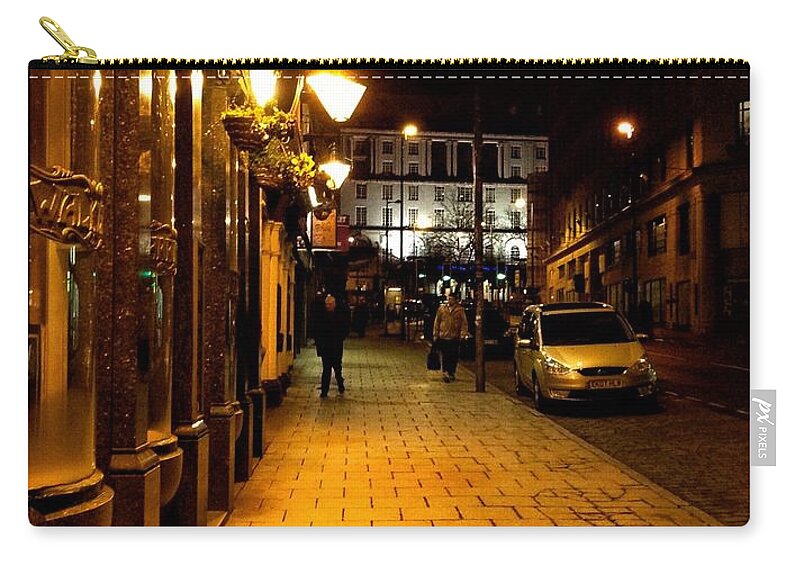 Liverpool Central Zip Pouch featuring the photograph Nighttime At Liverpool Central by Joan-Violet Stretch