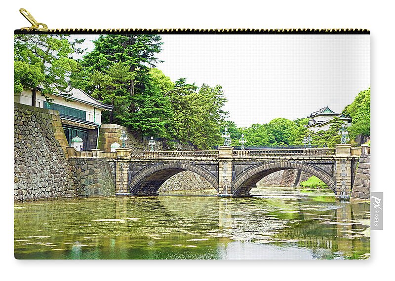 Nijubashi Bridge Zip Pouch featuring the photograph Nijubashi Bridge by Robert Meyers-Lussier