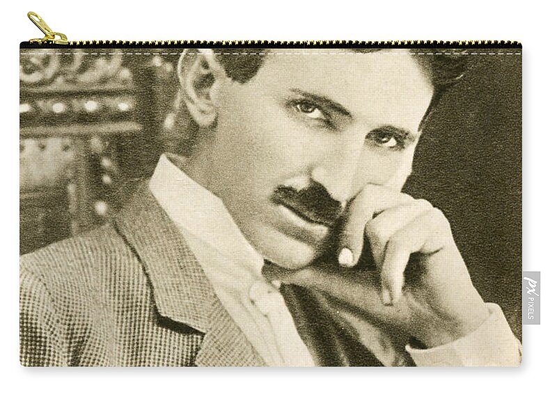 Science Carry-all Pouch featuring the photograph Nikola Tesla, Serbian-american Inventor by Photo Researchers