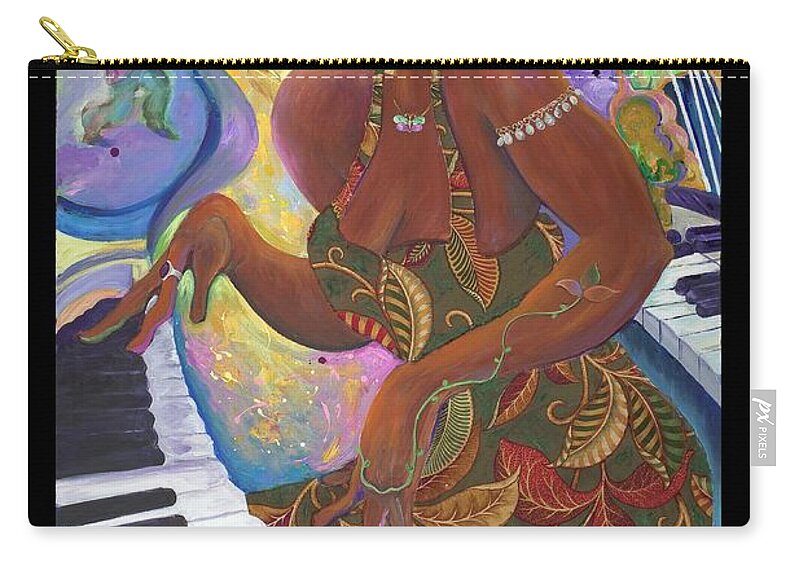 Jazz Zip Pouch featuring the painting Nina Simone by Lee Ransaw