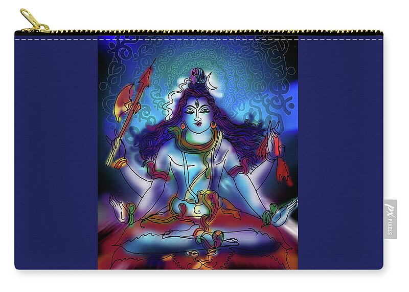 Shiva Zip Pouch featuring the painting Nirvikalp Samadhi Kapali Shiva by Guruji Aruneshvar Paris Art Curator Katrin Suter