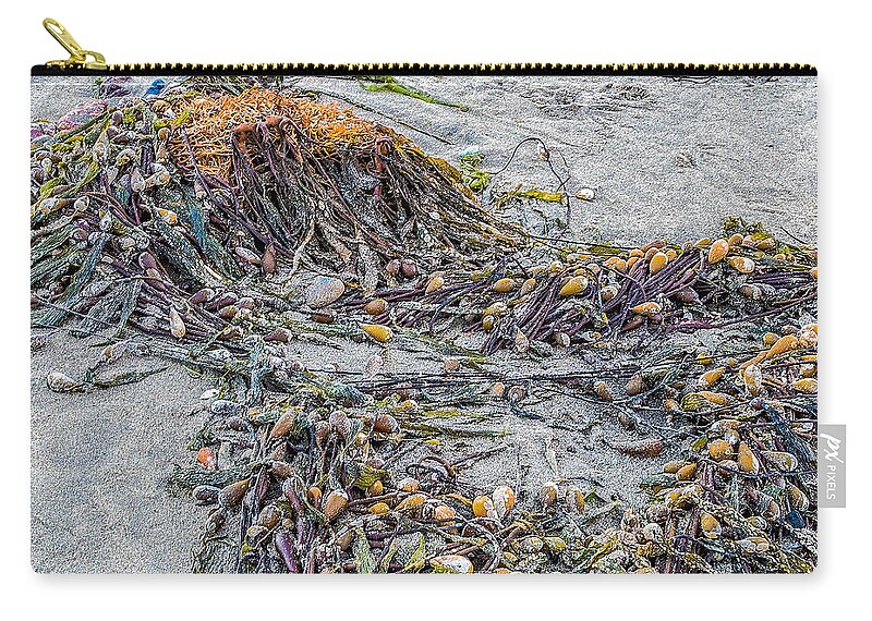 Cayucos Zip Pouch featuring the photograph Cayucos State Beach Flotsam Abstract by Patti Deters