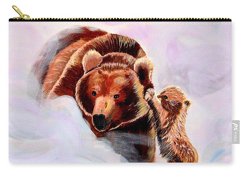 Bears Zip Pouch featuring the painting No Mama by Phyllis Kaltenbach