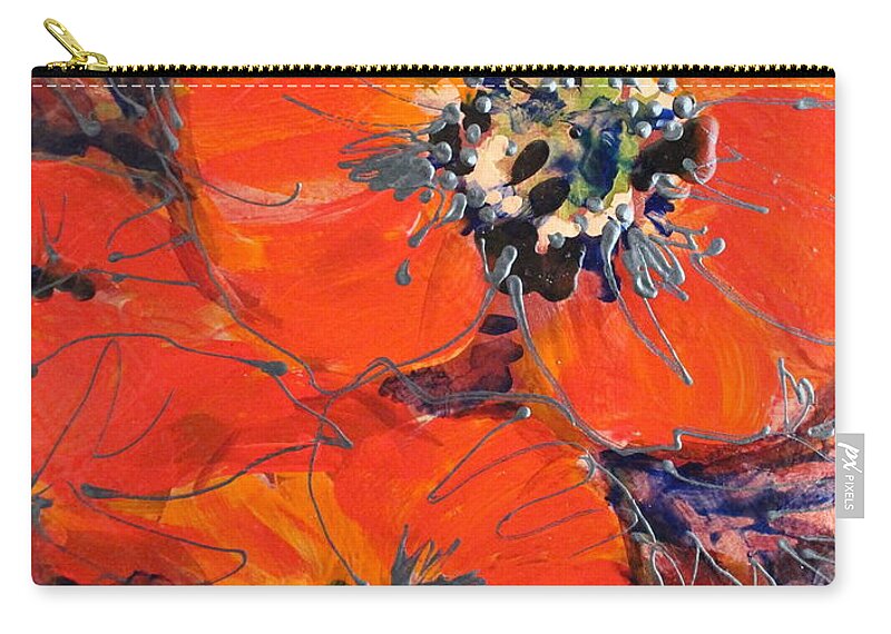 Floral Zip Pouch featuring the painting Magic Poppy by Melanie Stanton
