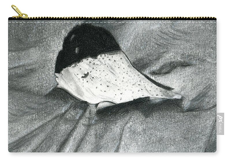 Charcoal Drawing Zip Pouch featuring the drawing No One Knows What I Am by Lisa Blake