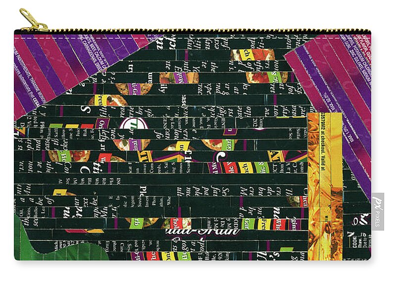 Paper Mosaic Zip Pouch featuring the mixed media No Purchase Necessary by Diane Thornton