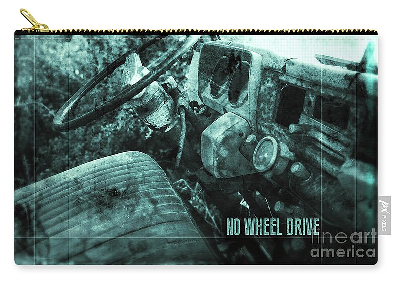 Graphic Design Zip Pouch featuring the digital art No Wheel Drive by Phil Perkins