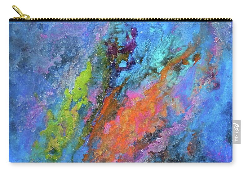 Abstract Painting Of Creative Imagery In Outer Space. Zip Pouch featuring the painting NOCTURNE NEBULA Abstract Painting by Robert Birkenes