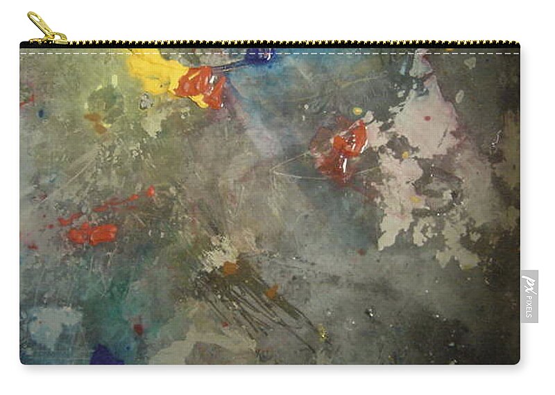 Yellows Blues Zip Pouch featuring the painting Nonrepresentational Color Study by Robin Miller-Bookhout