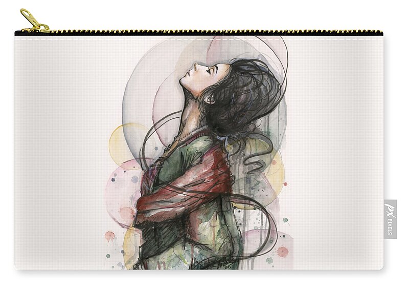Watercolor Carry-all Pouch featuring the painting Beautiful Lady by Olga Shvartsur