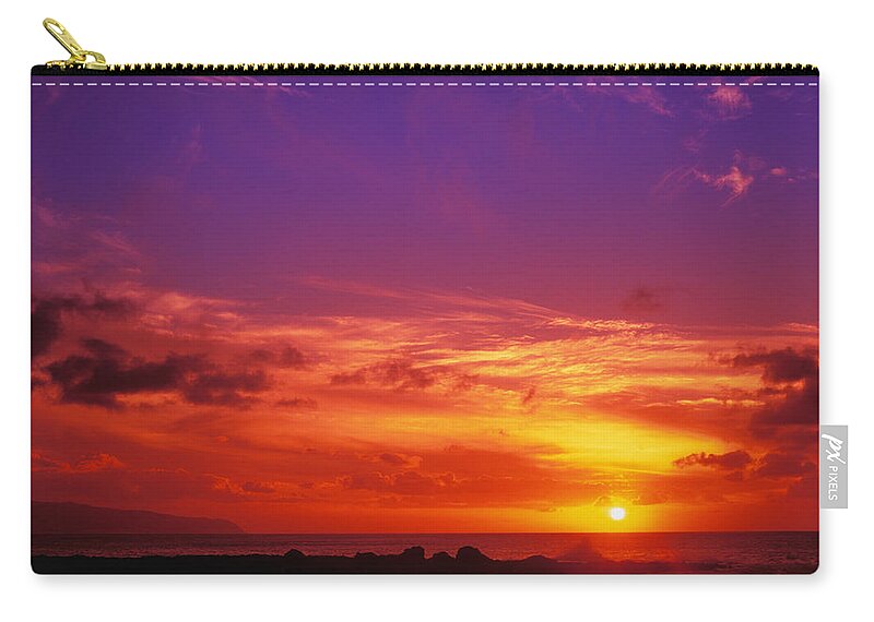 Air Art Zip Pouch featuring the photograph North Shore Sunset by Vince Cavataio - Printscapes