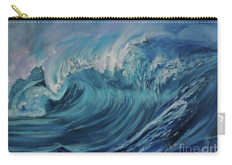 Original Seascape Zip Pouch featuring the painting North Shore Wave Oahu by Jenny Lee