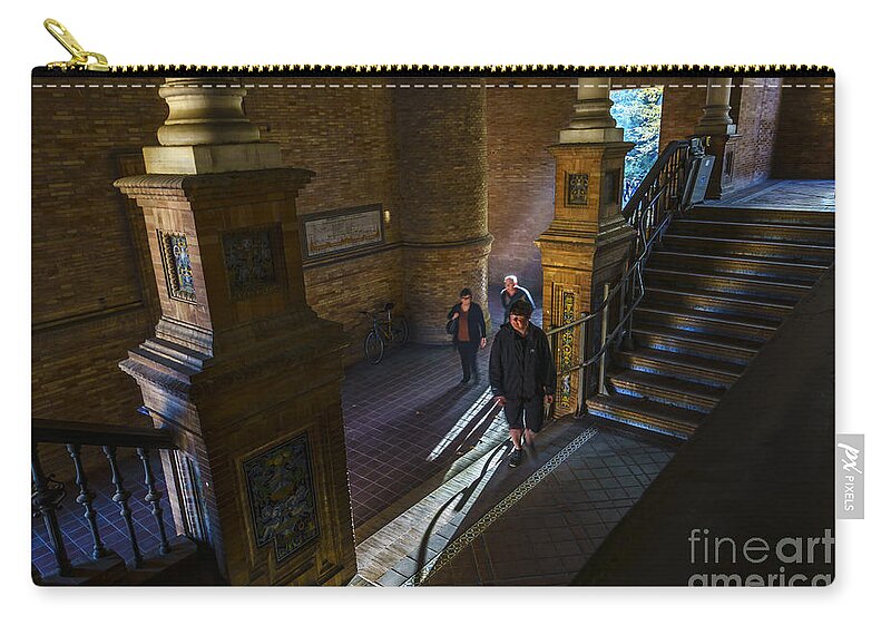 Andalucia Zip Pouch featuring the photograph North Tower Spain Square Seville Spain by Pablo Avanzini