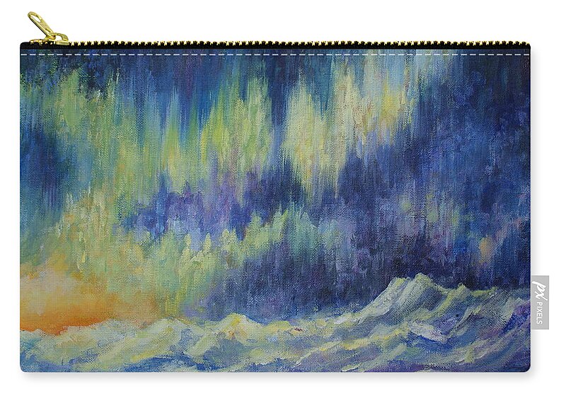 Northern Lights Zip Pouch featuring the painting Northern Experience by Jo Smoley