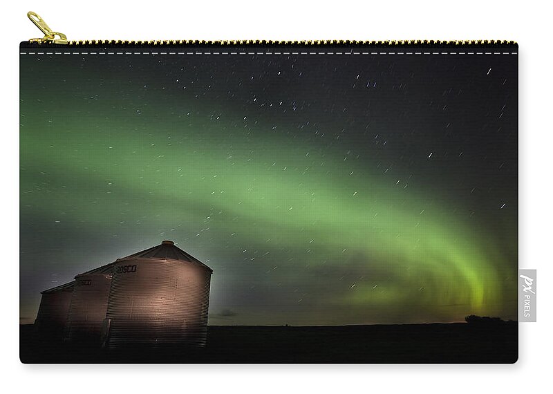 Aurora Zip Pouch featuring the photograph Northern Lights Saskatchewan Canada by Mark Duffy