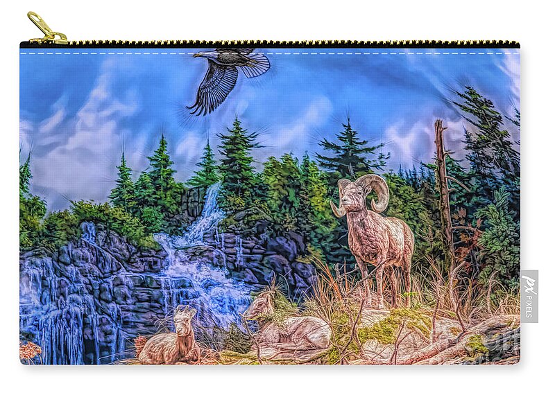 Animal Zip Pouch featuring the digital art Northern Wilderness by Ray Shiu
