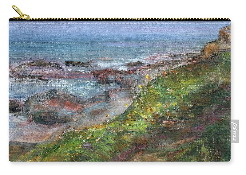 Coast Zip Pouch featuring the painting Northshore - Scenic Seascape Painting by Quin Sweetman