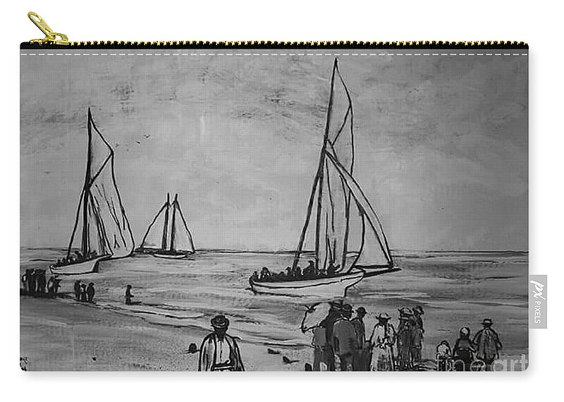 Inkwell Beach Zip Pouch featuring the painting Northside Beach by Tyrone Hart