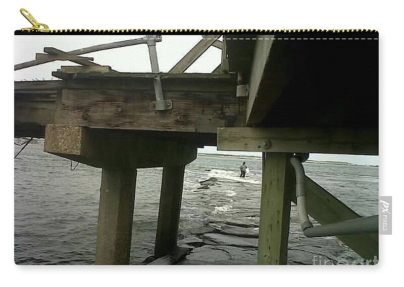 Fishing Jetty Zip Pouch featuring the photograph Northside jetty /Sandy by Tyrone Hart