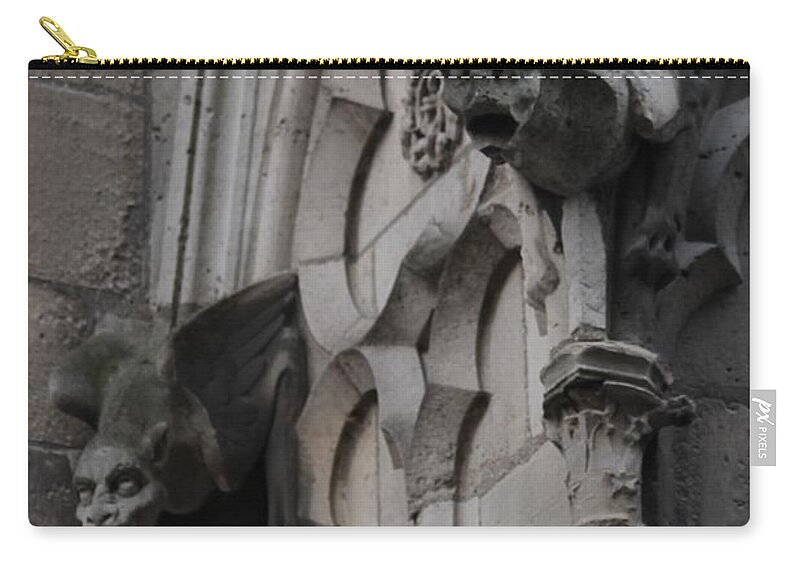 Notre Dame Cathedral Zip Pouch featuring the photograph Notre Dame Grotesques by Christopher J Kirby