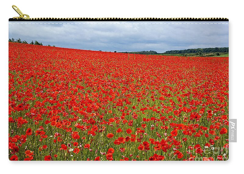 Landscape Zip Pouch featuring the photograph Nottinghamshire Poppy Field by David Birchall