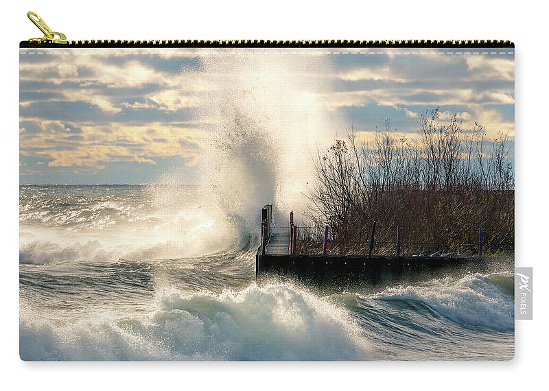 Gales Zip Pouch featuring the photograph November Gales by James Meyer