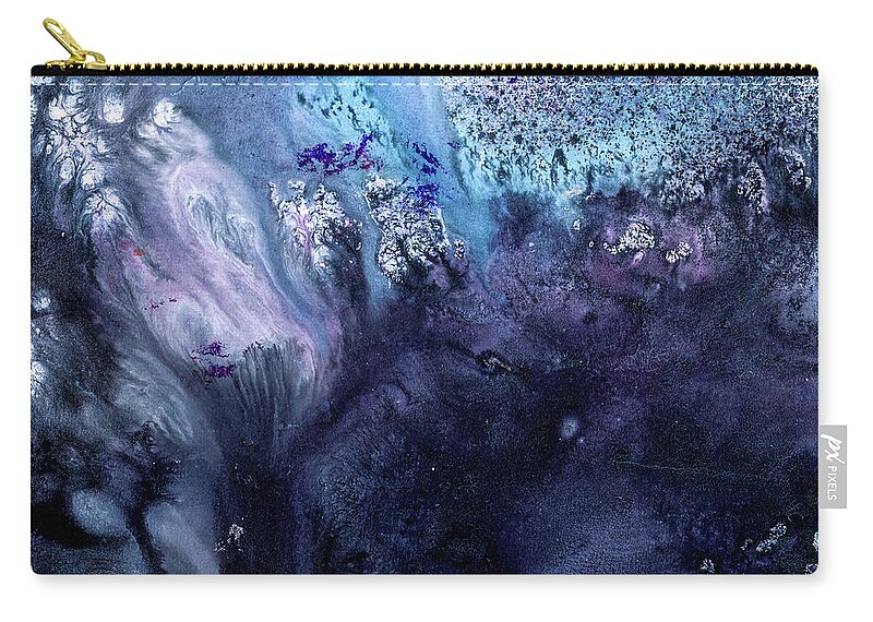 Art Zip Pouch featuring the painting November Rain - Contemporary Blue Abstract Painting by Modern Abstract