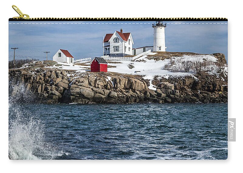Lighthouse Carry-all Pouch featuring the photograph Nubble Lighthouse Winter by Gary Shepard