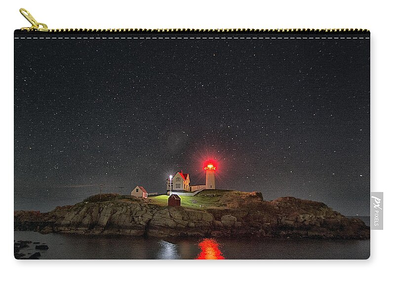 Maine Zip Pouch featuring the photograph Nubble Stars by Robert Fawcett
