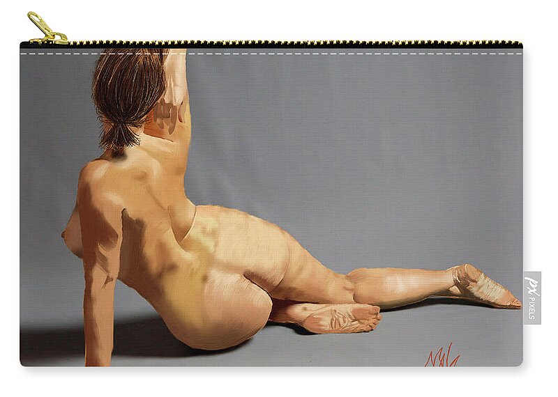 Nude Zip Pouch featuring the digital art Nude by Mal-Z