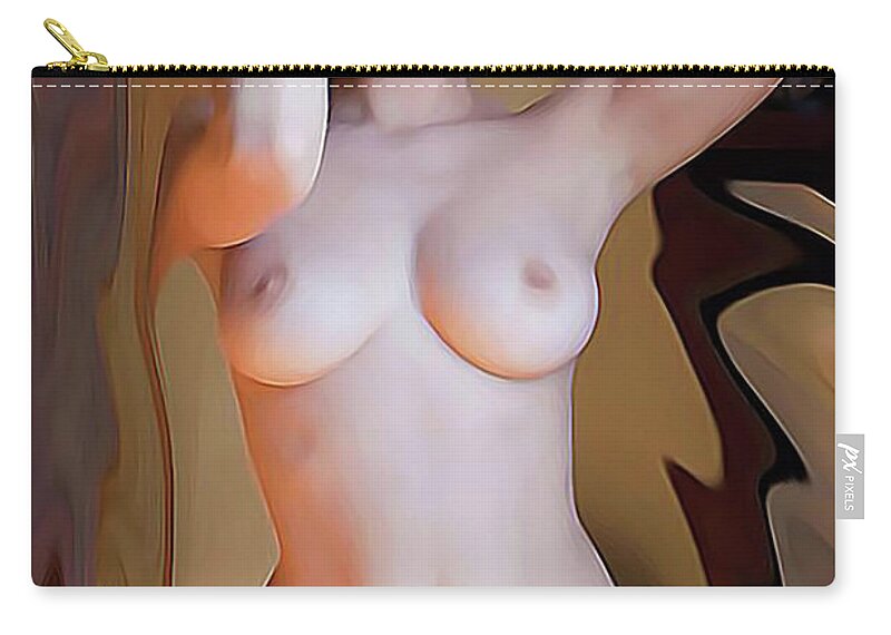 Nude Zip Pouch featuring the digital art Nude Model by Wayne Bonney