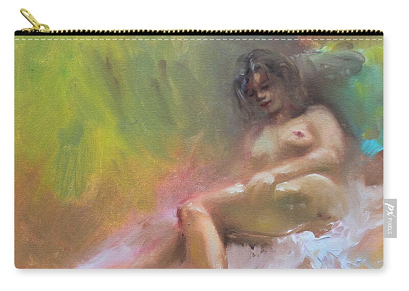 Nude Girl Zip Pouch featuring the painting Nude Study by Ylli Haruni