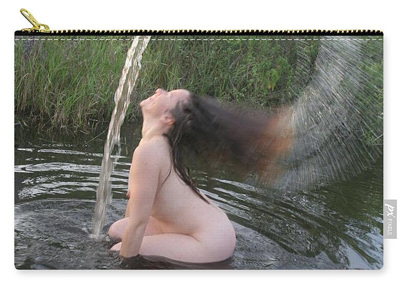 Nude Waterfall Florida Everglades Lucky Cole Zip Pouch featuring the photograph Nude Waterfall by Lucky Cole