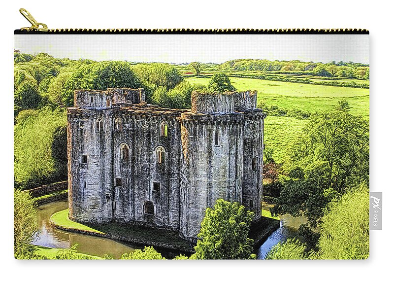 Castle Zip Pouch featuring the photograph Nunney Castle 2 by Ron Harpham