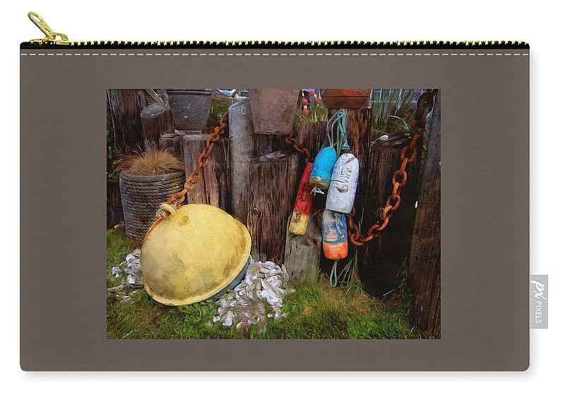 Photography Websites Zip Pouch featuring the photograph Nye Beach Buoys by Thom Zehrfeld
