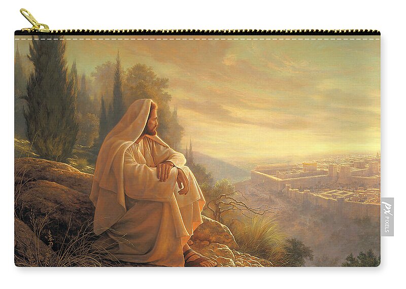 #faaAdWordsBest Zip Pouch featuring the painting O Jerusalem by Greg Olsen