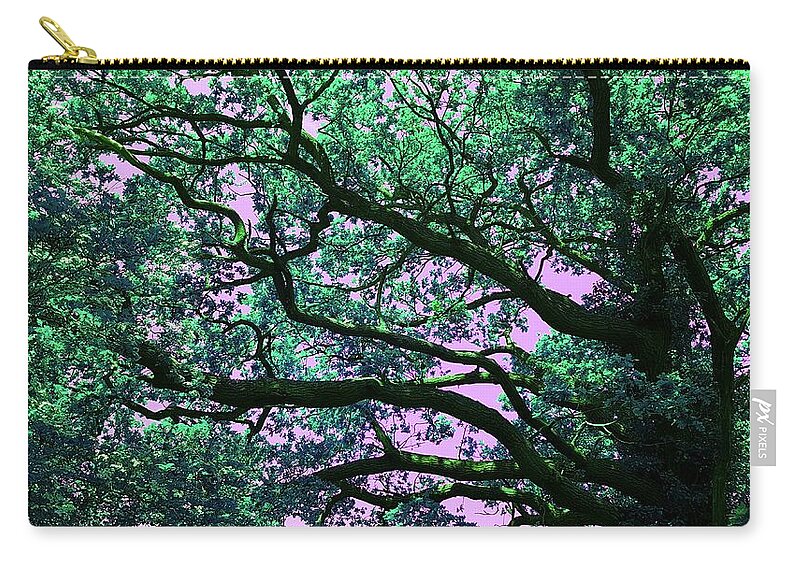  Zip Pouch featuring the photograph Oak Above In Emerald Green by Rowena Tutty