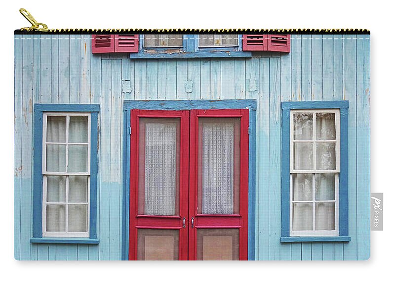Oak Zip Pouch featuring the photograph Oak Bluffs Cottages Martha's Vineyard MA Cape Cod Blue by Toby McGuire