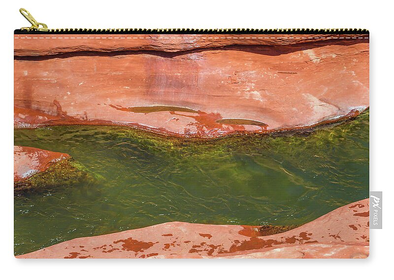 Oak Creek Red Rock Abstract Zip Pouch featuring the photograph Oak Creek Red Rock Abstract by Bonnie Follett