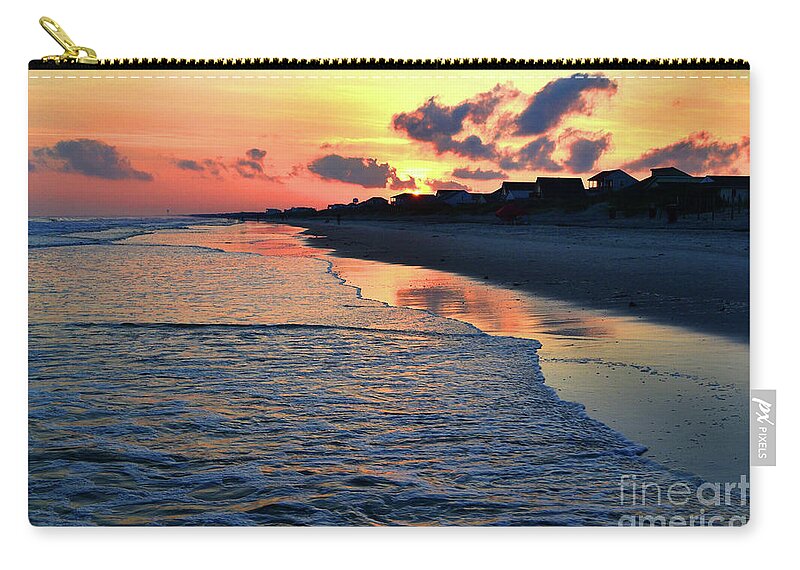 Oak Island Zip Pouch featuring the photograph Oak Island Pastel Sunset by Amy Lucid