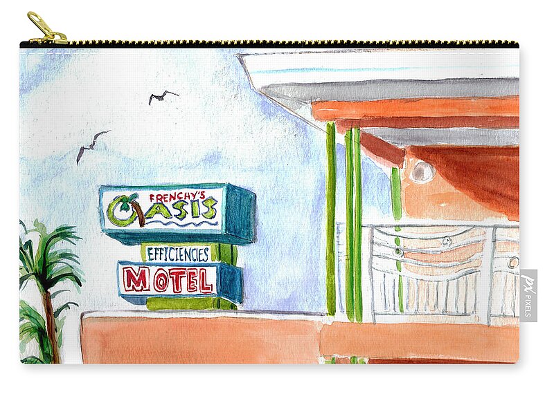 Frenchy's Oasis Zip Pouch featuring the painting Oasis by Clara Sue Beym