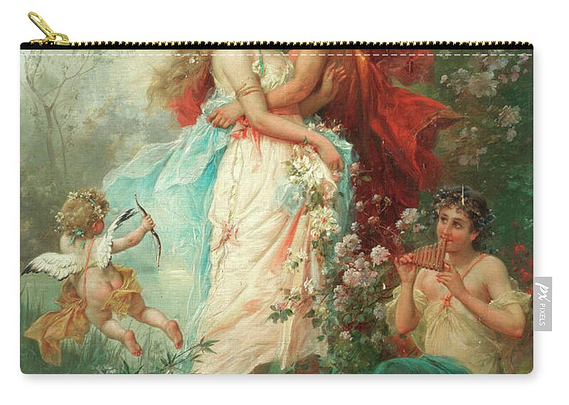 Oath Of Love Zip Pouch featuring the painting Oath of love by Hans Zatzka