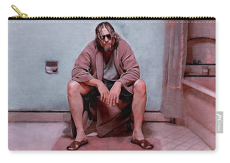 Lebowski Zip Pouch featuring the painting Obviously You Are Not A Golfer - The Big Lebowski by Joseph Oland