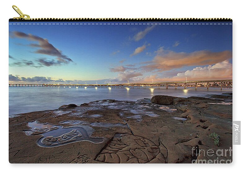Ocean Beach Zip Pouch featuring the photograph Ocean Beach Pier at Sunset, San Diego, California by Sam Antonio