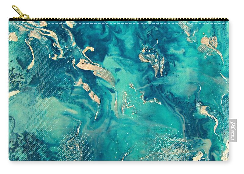 Ocean Zip Pouch featuring the painting Ocean Blue by Mary Mirabal