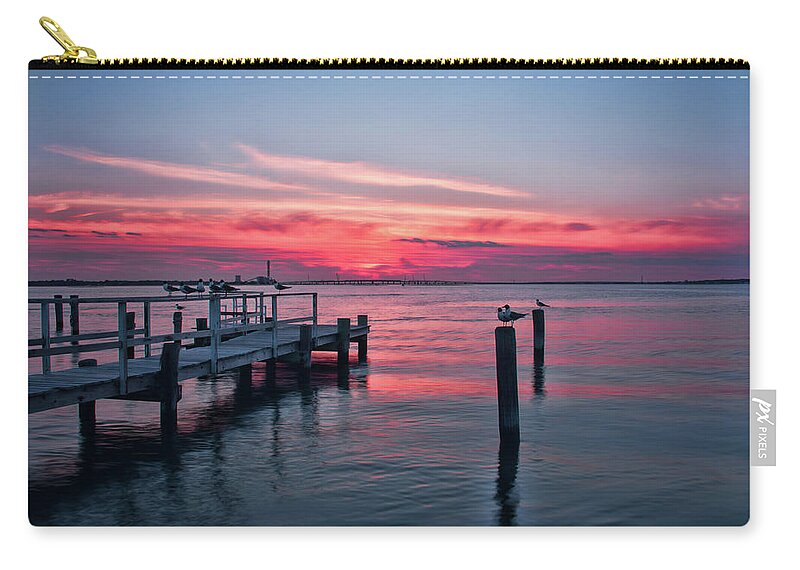 Ocean City Zip Pouch featuring the photograph Ocean City Summer Sunset by Kristia Adams