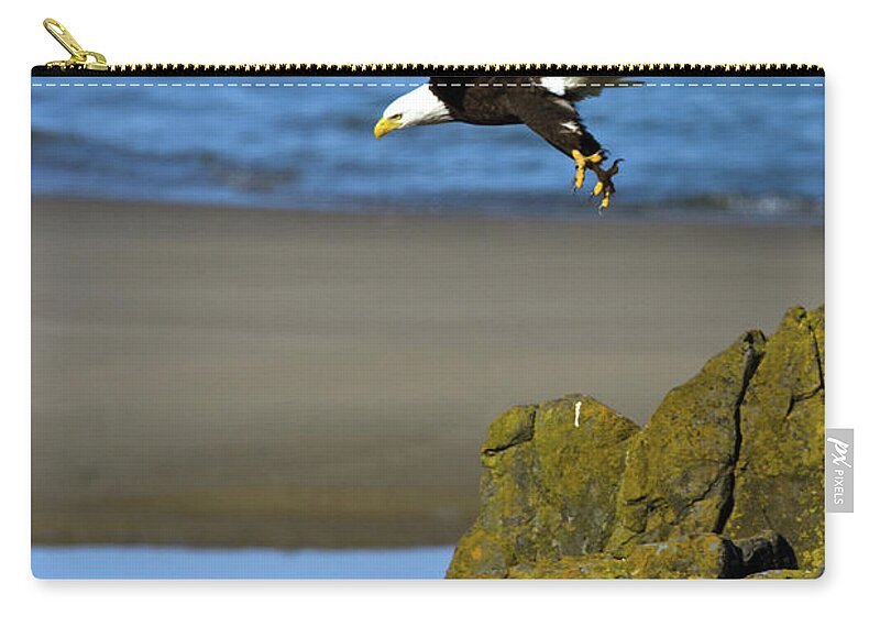 Bald Eagle Zip Pouch featuring the photograph Ocean Eagle by Randall Ingalls