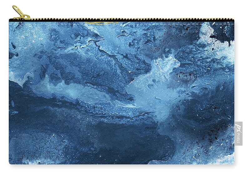 Ocean Zip Pouch featuring the mixed media Ocean Gold- Abstract Art by Linda Woods by Linda Woods