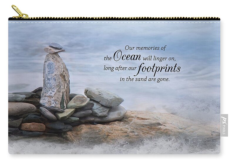 Beach Scuptures Zip Pouch featuring the photograph Ocean Memories by Robin-Lee Vieira