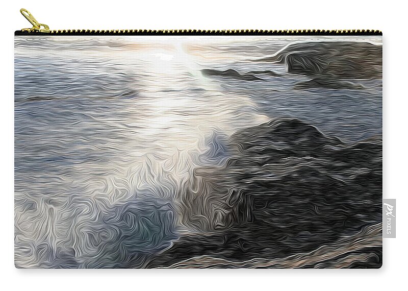 Ocean Zip Pouch featuring the digital art Ocean Splash by Carol Crisafi